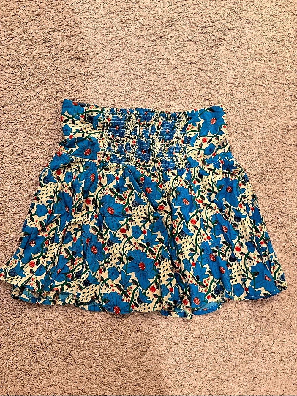 Natural Life Boho Floral Mini Skirt Smocked Waist Size Large